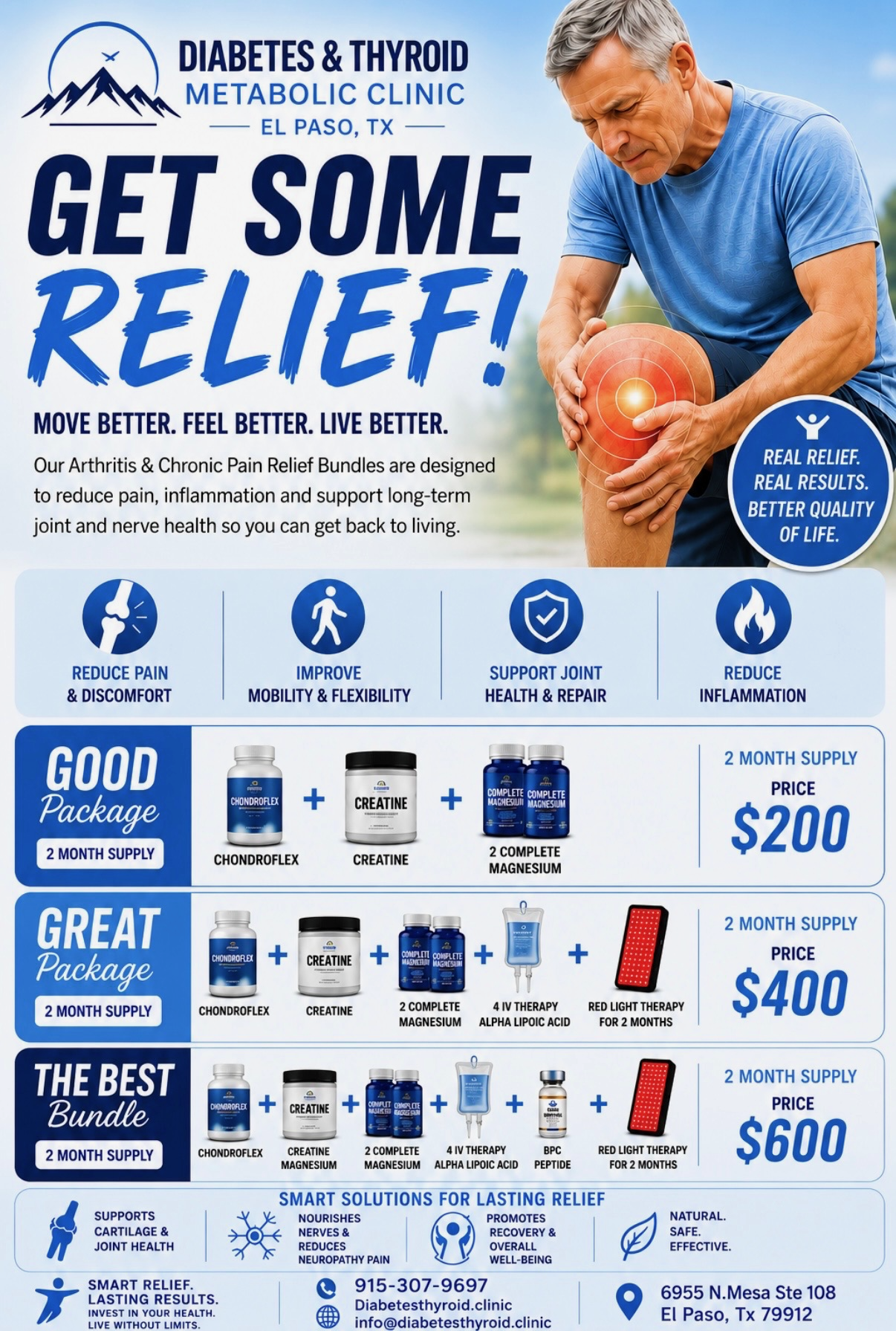 Arthritis and chronic pain relief packages in English with two-month options and pricing