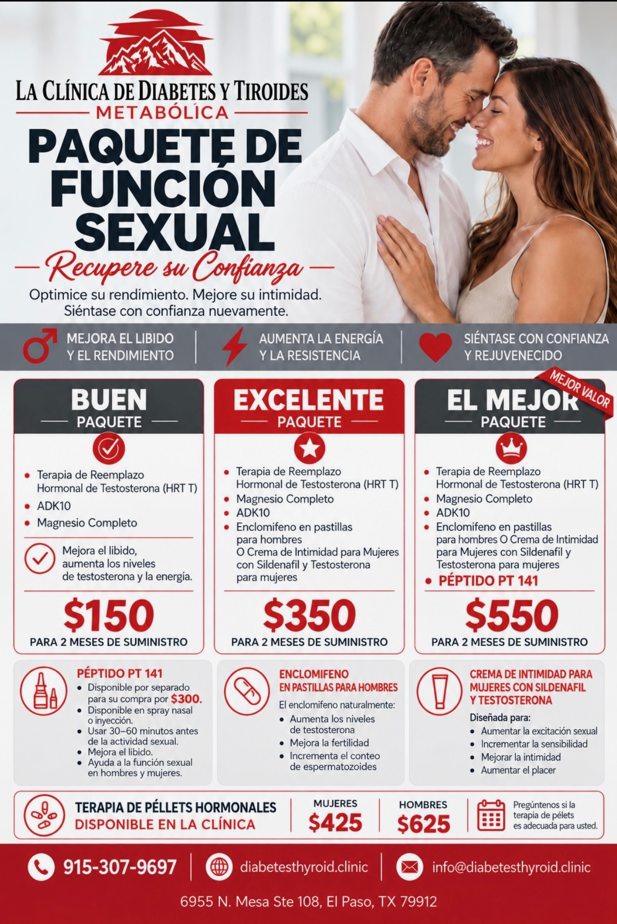 Paquete de función sexual en español con opciones y precios para dos meses